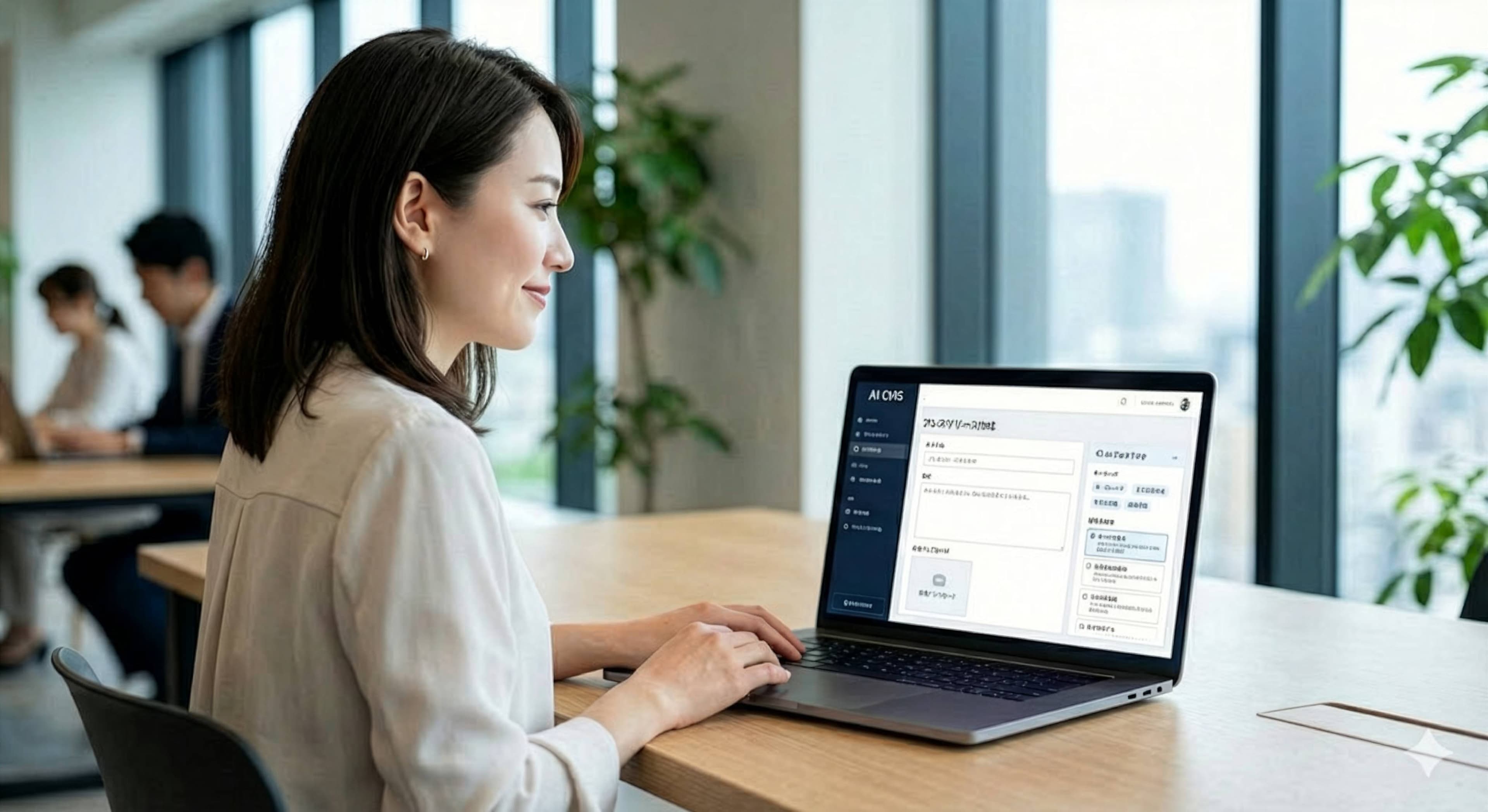 AI CMS で開発・運用負荷を約50%軽減。SEO 最適化と非エンジニアによる自律的なサイト運用を実現。