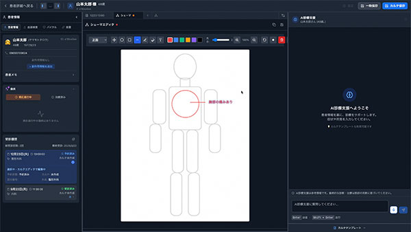 ヘルスインタビュー カルテ画面